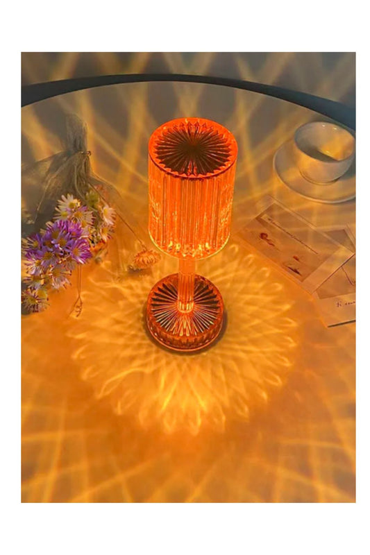 USB Şarjlı Kristal Masa Lambası Dokunmatik Gece Lambası Led Abajur Uzaktan Kumandalı