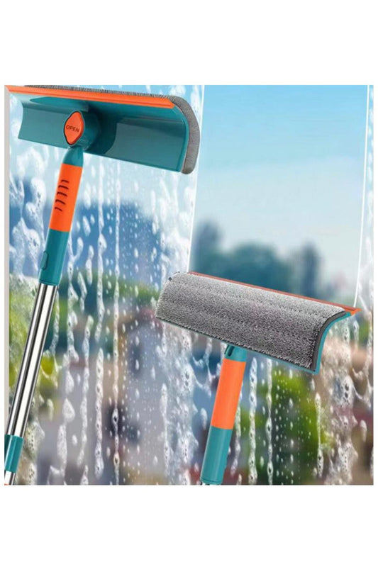 Teleskopik Cam Temizleyici – Oynar Başlıklı, Mikrofiber Bezli & Çekçekli Aparat - Pratik Cam Silme