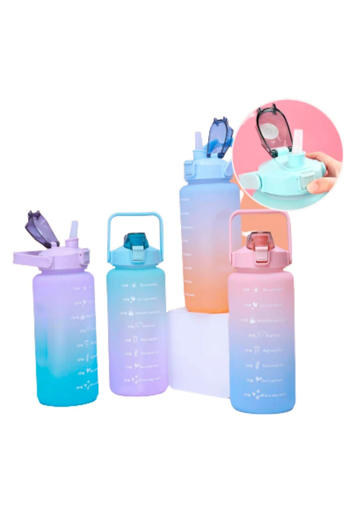 2 Litre Suluk Renkli Matara Pipetli Suluk Büyük Suluk