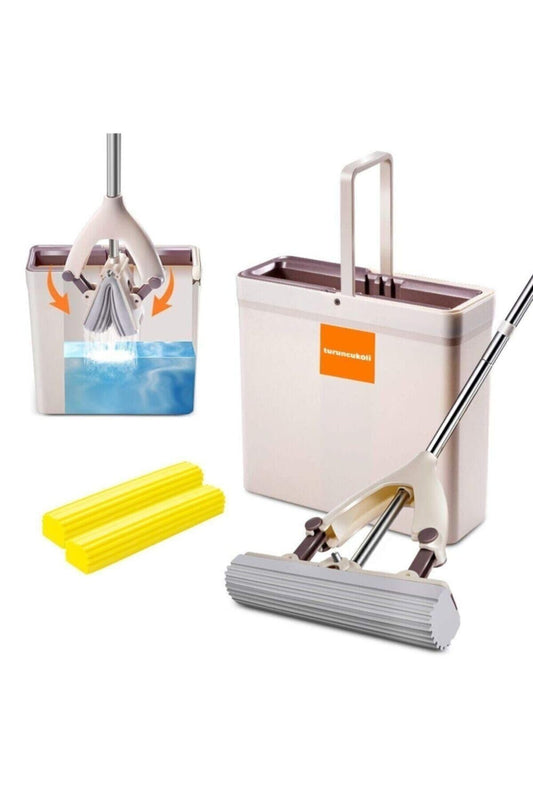 Pva Sünger Paspas Seti - 2 Yedek Süngerli - Kelebek Mop Tablet Mop