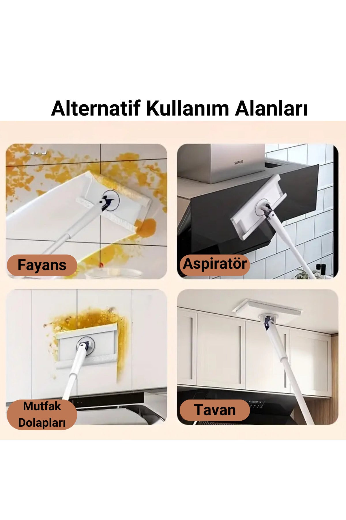 Kıskaçlı Mop - Pratik ve Hijyenik - Yüzey Temizleme Mendili veya Temizlik Bezi İle Kullanılabilir