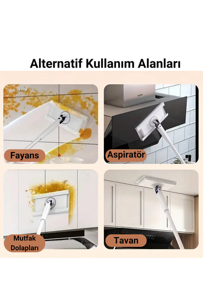Kıskaçlı Mop - Pratik ve Hijyenik - Yüzey Temizleme Mendili veya Temizlik Bezi İle Kullanılabilir