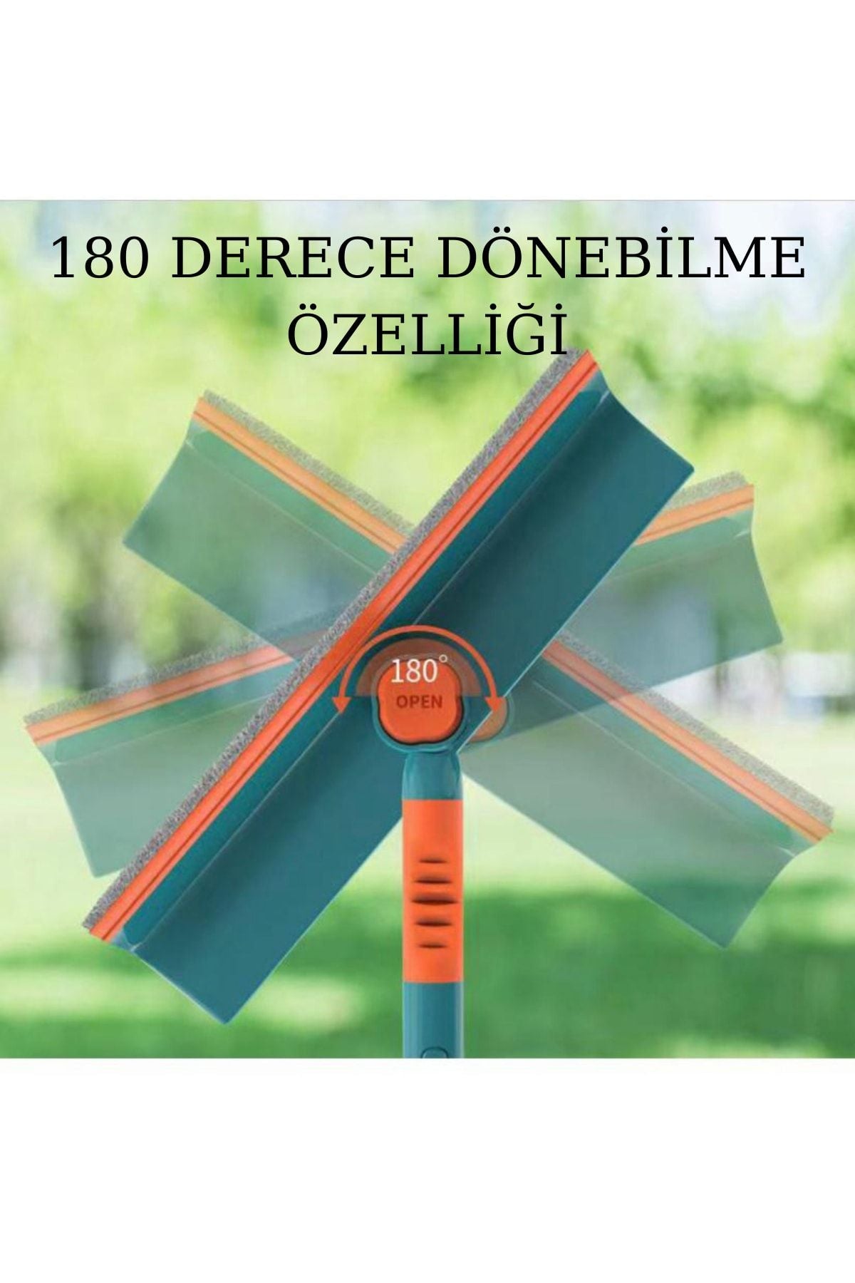 Teleskopik Cam Temizleyici – Oynar Başlıklı, Mikrofiber Bezli & Çekçekli Aparat - Pratik Cam Silme