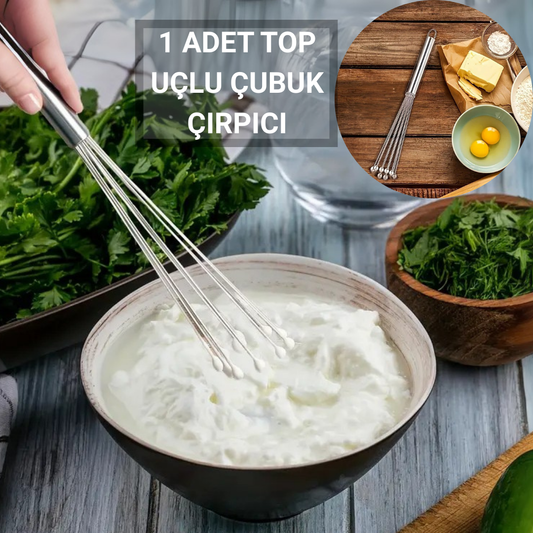Top Uçlu Çubuk Çırpıcı – Dayanıklı Paslanmaz Çelik Karıştırıcı