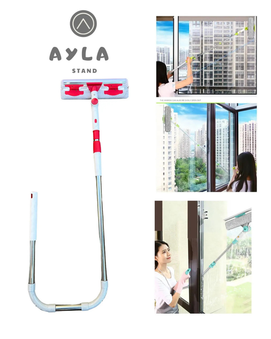 AYLA STAND Dış Cam Temizleme U Camsil Cam Silme Aparatı Teleskopik